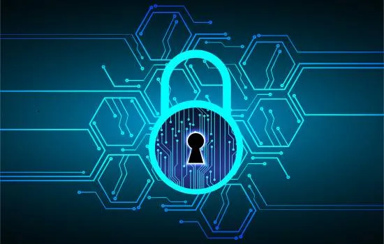 Candado digital iluminado sobre fondo tecnológico, simbolizando la Seguridad Digital impulsada por Inteligencia Artificial.